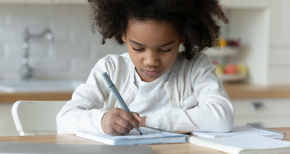 Elementary School Student studying